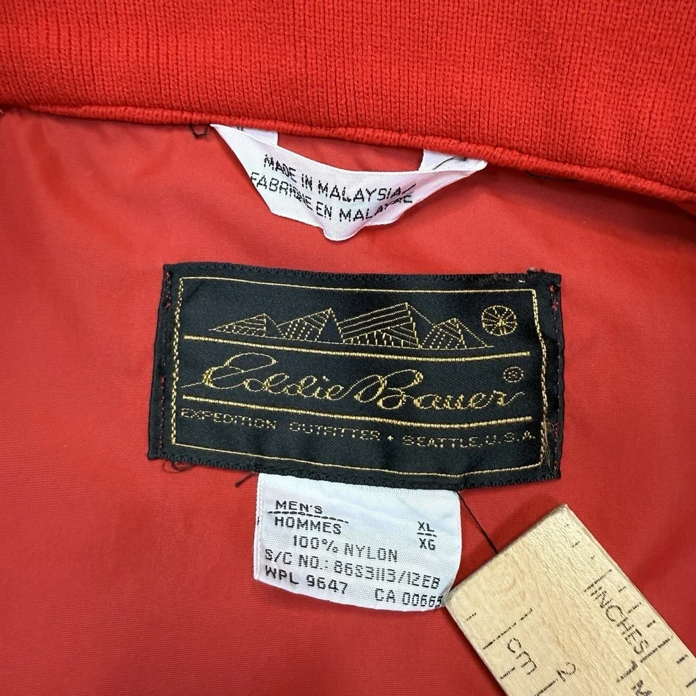 Vintage Eddie Bauer Jacket Men's Large Red Pullover Windbreaker Nylon Anorak 90s